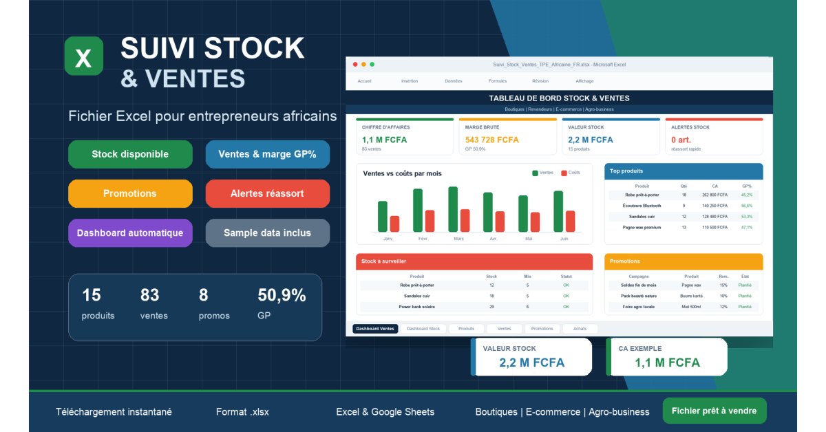Tracker Stock, Ventes & Promotions Excel — Spécial TPE Africaines