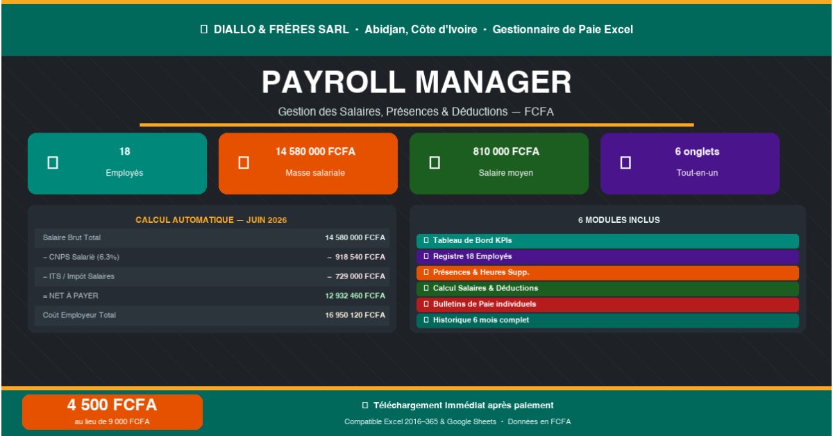 Excel Payroll Tracker — Gestionnaire de Paie Employés (Français / FCFA)