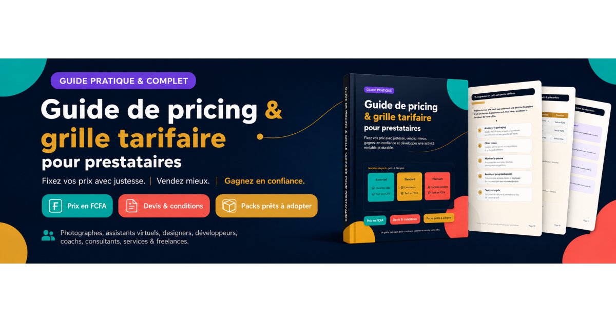 Guide de pricing & grille tarifaire pour prestataires — Prix en FCFA, devis, packs et scripts de négociation