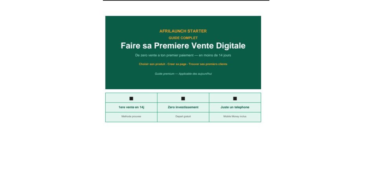 Faire sa Premiere Vente Digitale