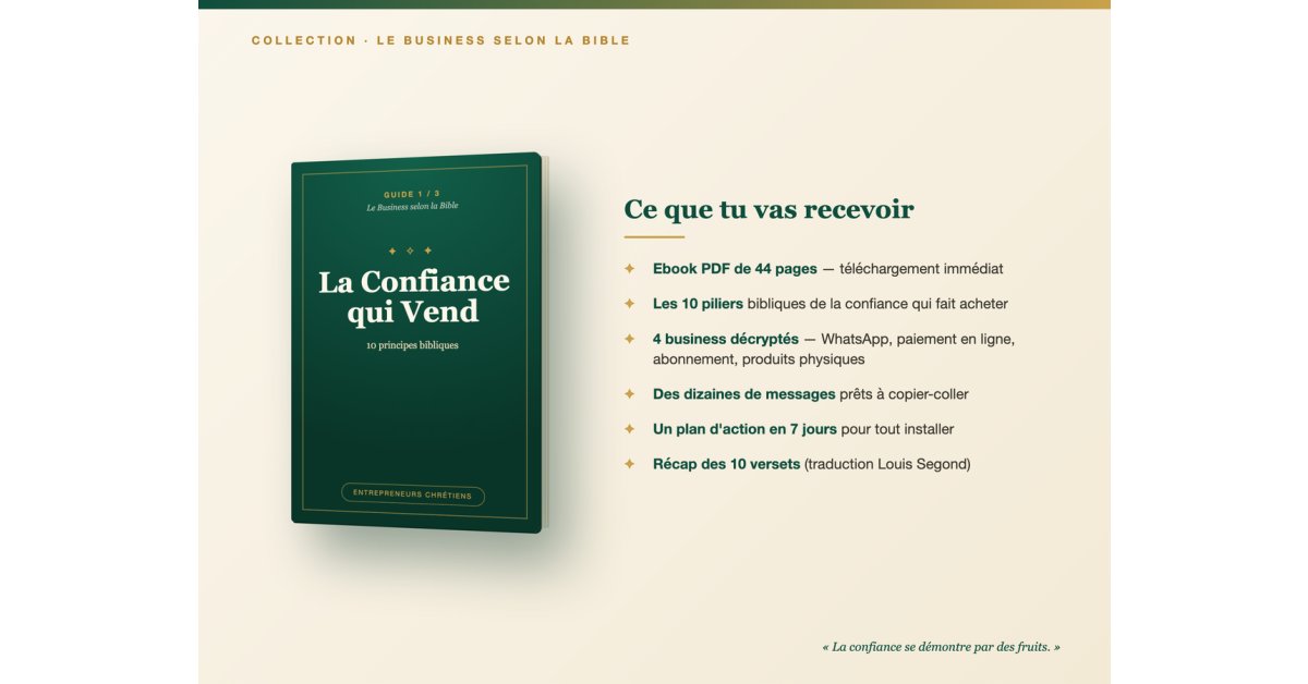 La Confiance qui Vend — Guide biblique pour vendre en ligne (Ebook PDF)